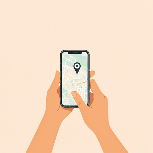 Person pinning location on phone map